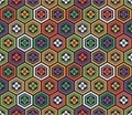 Japanese Hexagon Flower Vector Seamless Pattern