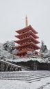 Japanese historical temple at winter