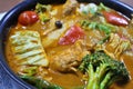 Japanese home cooking: chicken curry hotpot Royalty Free Stock Photo