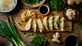 Japanese Gyoza Ingredients on Bamboo Cutting Board