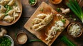 Japanese Gyoza Ingredients on Bamboo Cutting Board