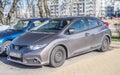 Japanese Honda Civic car grey front and left side view