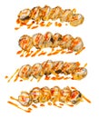 Japanese hot sushi rolls set isolated on white Royalty Free Stock Photo
