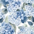 Japanese Hydrangea Kimono Watercolor Pattern for Seamless Designs.