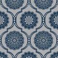 Japanese Indigo Arabic Chrysanthemum Pattern