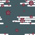 Japanese inspired florals seamless pattern
