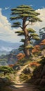 Japanese-inspired Landscape: Mountainous Vistas And Peculiar Cypress
