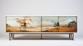 Japanese-inspired Landscape Sideboard On Wooden Floor