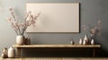 Japanese Inspired Still Life Canvas Frame In Grey Room