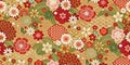 Japanese-Inspired Texture: Seamless Pattern of Floral Motifs Royalty Free Stock Photo