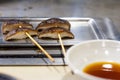 Japanese iron grilled shiitake mushrooms Royalty Free Stock Photo