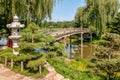 Japanese Island Bridge in Chicago Botanic Garden, USA Royalty Free Stock Photo