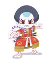 Japanese Kabuki Actor cartoon illustration Royalty Free Stock Photo