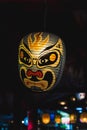 JAPANESE KABUKI NOH Mask lamp in dark background