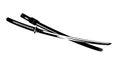 Unsheathed katana sword and scabbard black vector design