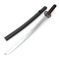 Japanese Katana Sword with sheath on white. 3D illustration Royalty Free Stock Photo