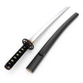 Japanese Katana Sword with sheath on white. 3D illustration Royalty Free Stock Photo