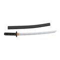 Japanese Katana Sword with sheath on white. Top view. 3D illustration Royalty Free Stock Photo