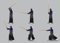 Japanese Kendo Martial Arts Vector Icon Set Royalty Free Stock Photo