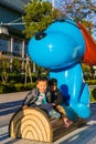 Japanese Kids in front of Fuji Television Headquaters in Japan