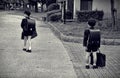 Japanese kids at Ohori park, Fukuoka city, Japan.