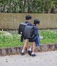 Japanese kids at Ohori park, Fukuoka city, Japan.