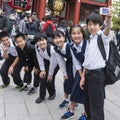 Japanese kids taking group selfie