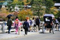 Japanese kimono girl at Arashiyama bridge, Kyoto