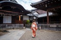 Japanese Kimono Portrait back view photography. Kyoto, Japan.