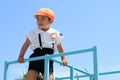 Japanese kindergarten child on the jungle gym Royalty Free Stock Photo