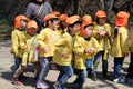 Japanese kindergarten kids in field trip Royalty Free Stock Photo