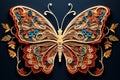 Japanese kirigami-style butterfly in blue background