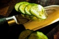 Japanese kitchen knife on chopping board