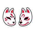 Japanese Kitsune fox and wolf mask