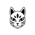 Black and White Kitsune Mask Icon Royalty Free Stock Photo