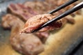 Japanese Kobe beef with chopstick Royalty Free Stock Photo