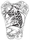 Japanese Koi fish with peony flower and wave tattoo,Japanese tattoo for Back body