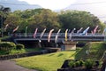 Japanese koinobori flying koi carp fish in Beppu during Golden Week Royalty Free Stock Photo