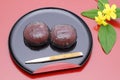 Japanese Kuzu mochi, traditional sweets Royalty Free Stock Photo