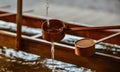 Japanese ladles at Shinto temple in Kyoto, Japan Royalty Free Stock Photo