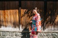 Japanese lady walking with traditional dress