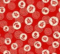 Japanese Ladybird and Flower Vector Seamless Pattern Royalty Free Stock Photo