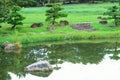 Japanese Landscape garden in Summer Royalty Free Stock Photo