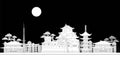 japanese landscape in the moon light papercut vector background design