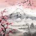 Japanese landscape in pastel fractal art