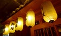 Japanese Lanterns in front of Japanese Wine and Sushi Bar Royalty Free Stock Photo