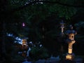 Japanese lanterns at night in the park MaulÃÂ©vrier Royalty Free Stock Photo