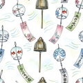 Japanese Lanterns and Washi Paper Patterns Royalty Free Stock Photo