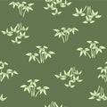 Japanese Leaf Branch Stem Vector Seamless Pattern