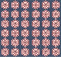 Japanese Leaf Motif Hexagon Vector Seamless Pattern Royalty Free Stock Photo